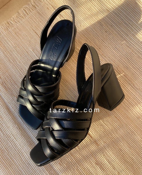 MARCUS SİYAH ÇAPRAZ BANTLI AYAKKABI